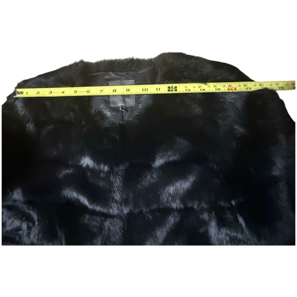Vintage Black Rabbit Fur Coat By Joie Women Sz Medium Fit Jacket Great Condition - Picture 16 of 16